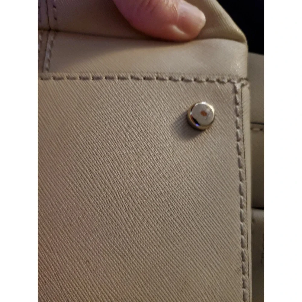 Kate Spade Ivory Beige Saffiano Leather Satchel Purse Handbag With Strap Handles